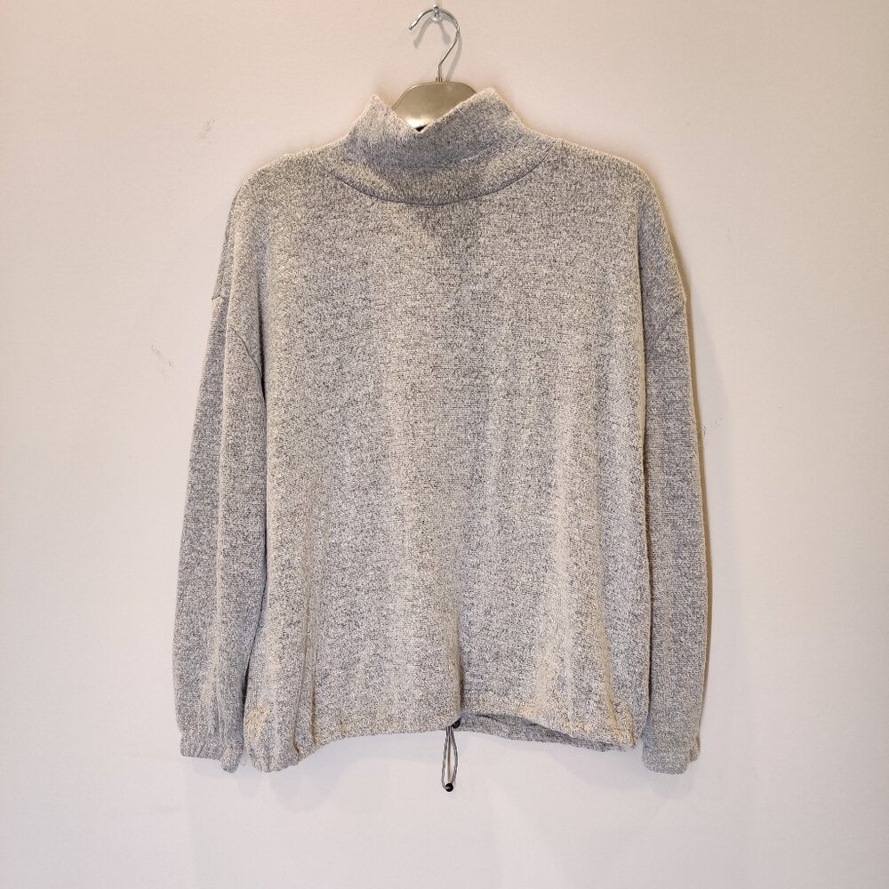 Another Story Mock Neck Soft Gray Sweater Adjustable Waist Drawstring | Small